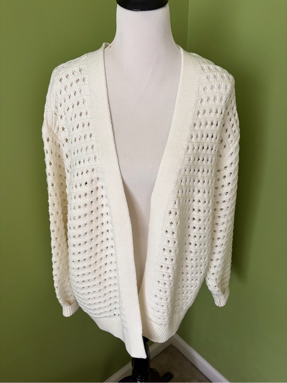 Sonoma Cream Open-Weave Crochet Cardigan